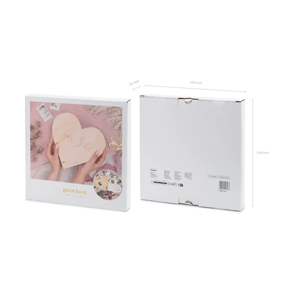 Fa vendégkönyv szív alakú 26,5x25 cm