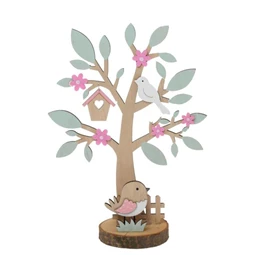 Fa virággal madárral 24x10x32 cm