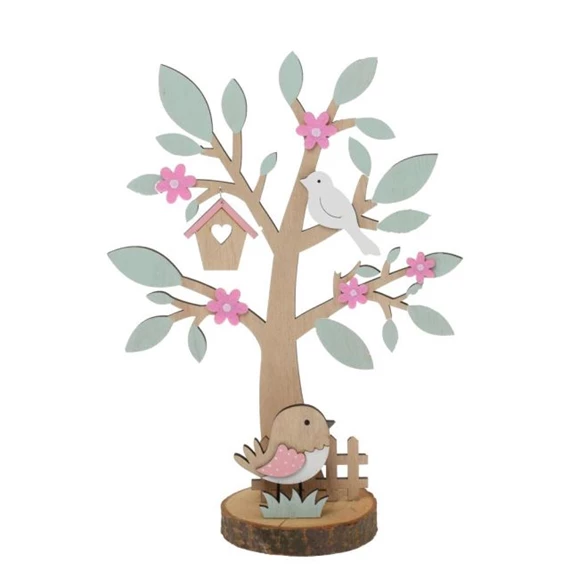 Fa virággal madárral 24x10x32 cm