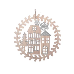 Wall decoration with houses, hanging 29,5x29,5 cm