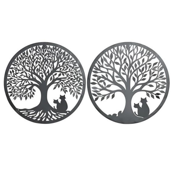 Fali dekoráció, életfa macskákkal 40x1x40 cm 2 féle