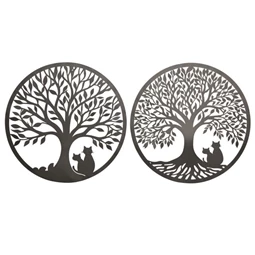 Fali dekoráció, életfa macskákkal 60x1x60 cm 2 féle