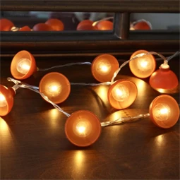 Fényfüzér 10 db terrakotta jellegű izzóval, USB, 210 cm