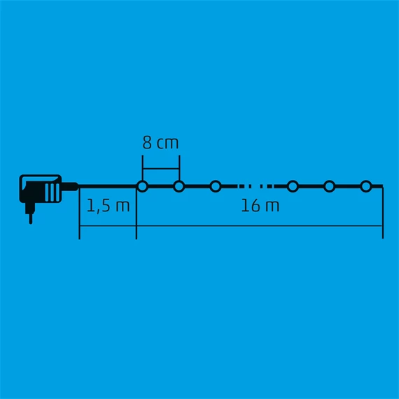 LED-es beltéri fényfüzér, 200 LED