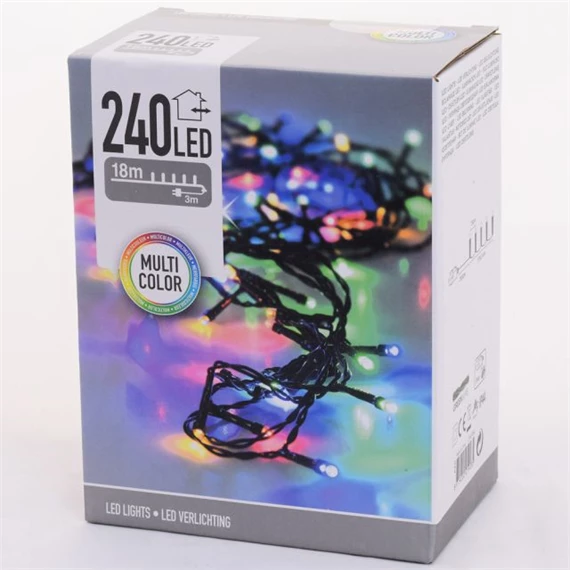 Fényfüzér adapterrel, 240 LED-es, kültéri-beltéri 18 m