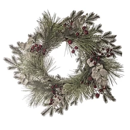 Wreath with berries and Eucalyptus, glittered 60 cm