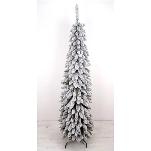 Fenyőfa talppal, slim, havas, 544 ággal 210x55 cm