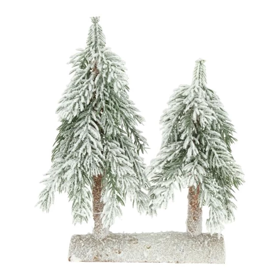 Fenyőfák farönk talpon, havas 25x12x30 cm