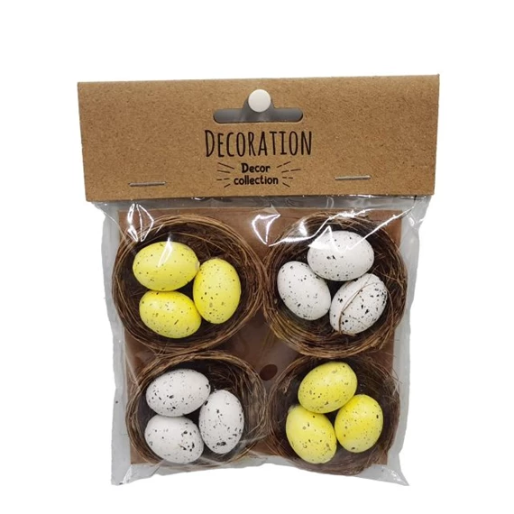 Fészek tojással 4,7x4,7x2,2 cm S/4