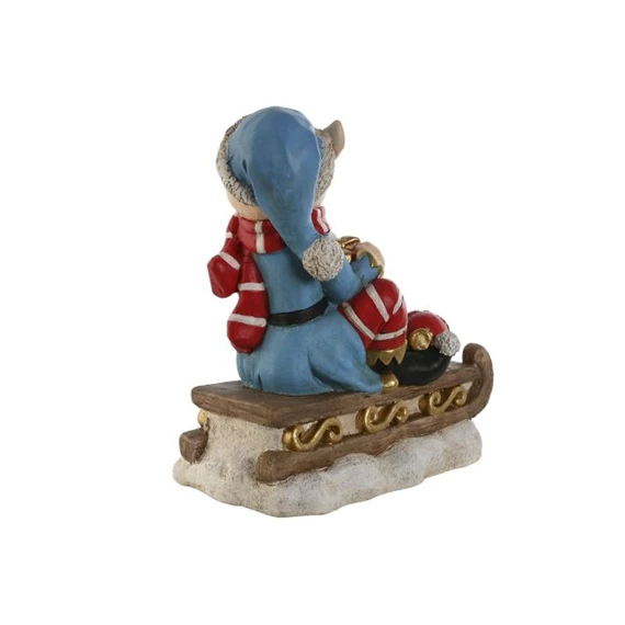 Figura manó szánkóval, LED-es 33x18x35 cm