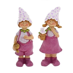 Fiú, lány virággal öntözőkannával 5,5x5x15,5 cm 2féle