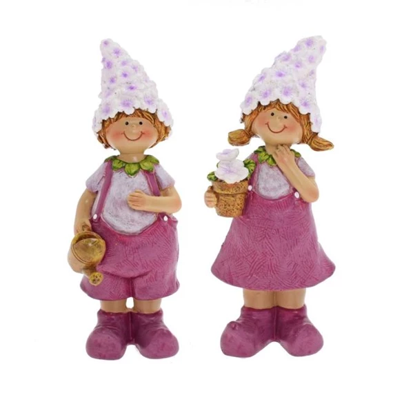 Fiú, lány virággal öntözőkannával 5,5x5x15,5 cm 2féle