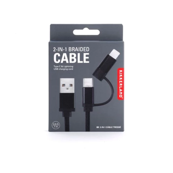 Fonott lightning és USB-C kábel, 2 in 1