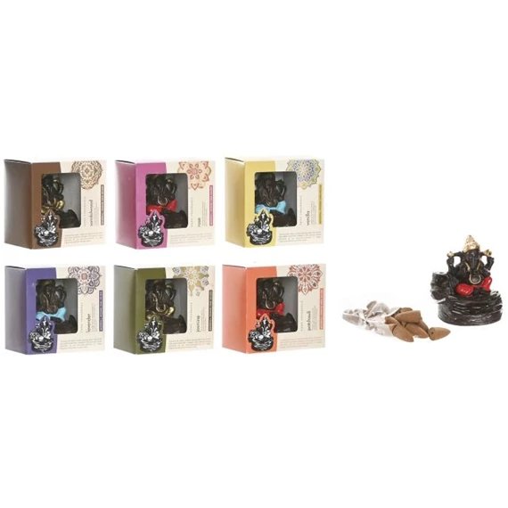 Füstölő tartó szett Ganesha 13x8x12,5 cm 6 féle S/20
