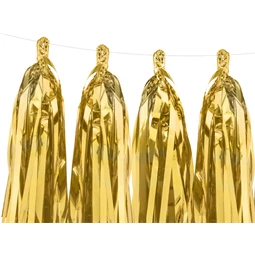 Girland bojtokkal, 30 cm x 1,5 m arany