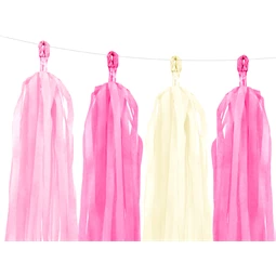 Girland bojtokkal, mix, 30 cm x 1,5 m