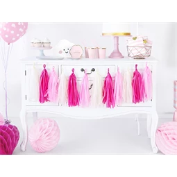 Girland bojtokkal, mix, 30 cm x 1,5 m