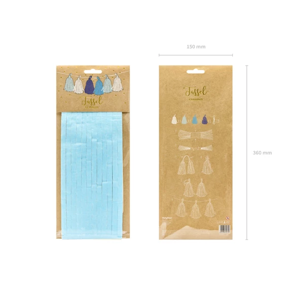 Girland bojtokkal, mix, 30 cm x 1,5 m