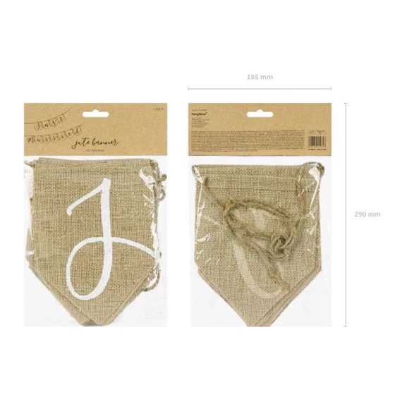 Girland felirattal "Just Married" juta 223x185cm natúr