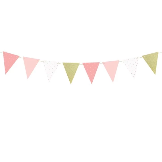 Girland papír 1,3 m arany,fehér,rózsaszín