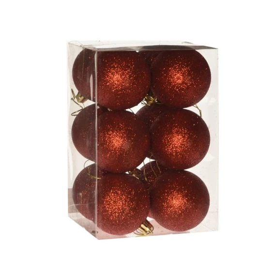 Gömb dobozban, glitteres 6 cm S/12