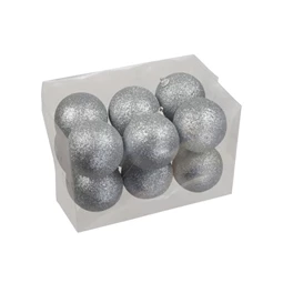Gömb glitteres, akasztós 8 cm S/12
