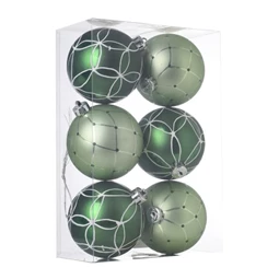 Gömb mintával, matt, glitteres 8 cm S/6