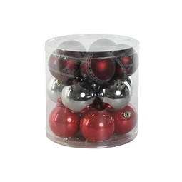 Gömb szett mintás, akasztós 21,5x21,5x22,5 cm S/15