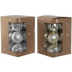 Gömb szett mintás, akasztós 16x16x24 cm 2 féle S/12