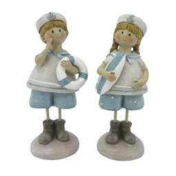 Gyerek fiú, lány, matrózruhában mentőövvel álló 5x4x12,5 cm 2féle