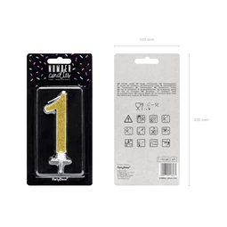 Gyertya 1-es szám születésnapi arany 10 cm