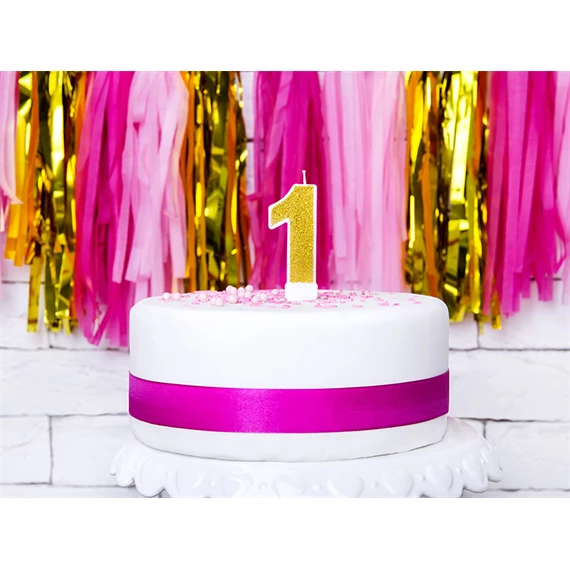 Gyertya 1-es szám születésnapi arany 7 cm