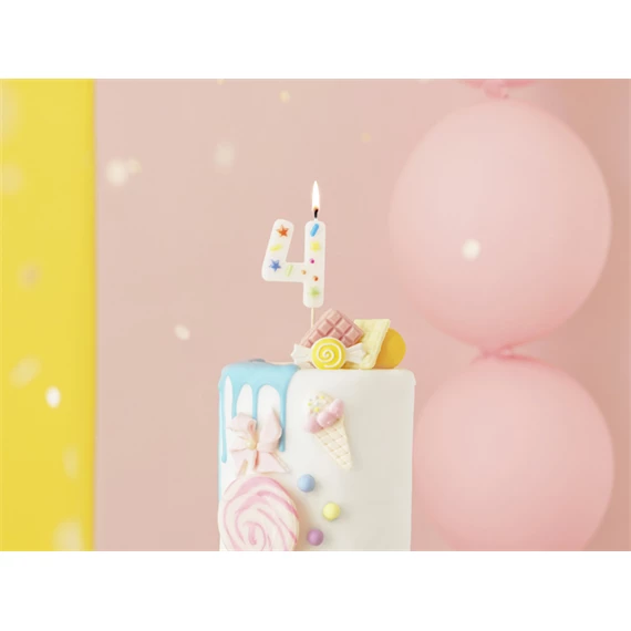 Gyertya 4-es szám születésnapi fehér konfetti 5,5 cm