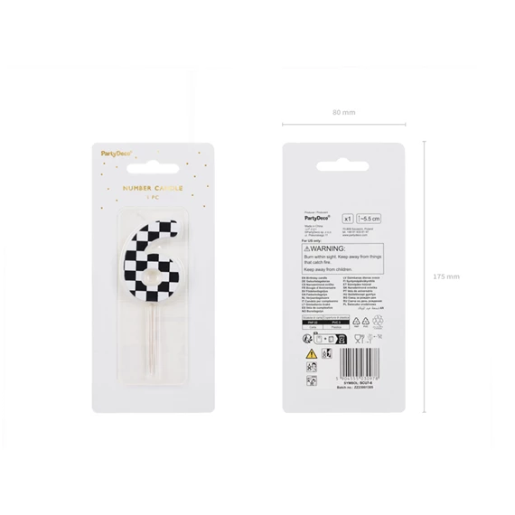 Gyertya 6-os szám születésnapi 5,5 cm mix