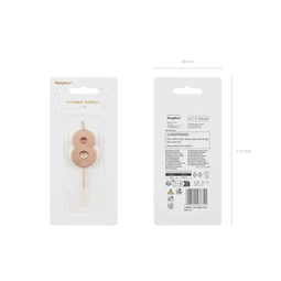 Gyertya 8-as szám születésnapi rózsaarany 4,5 cm