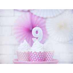 Gyertya 9-es szám születésnapi ezüst 7 cm