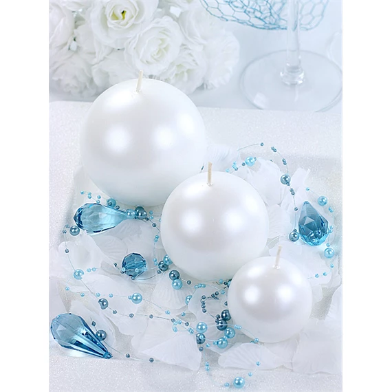 Gyertya gömb, fémes, gyöngyház, 8 cm S/6