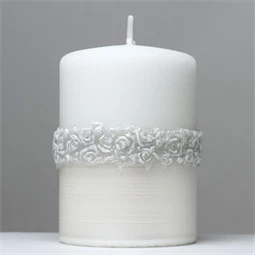 Gyertya henger, 3D virág mintával 7x10 cm