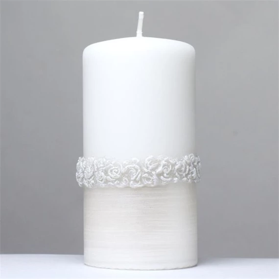 Gyertya henger, 3D virág mintával 7x14 cm