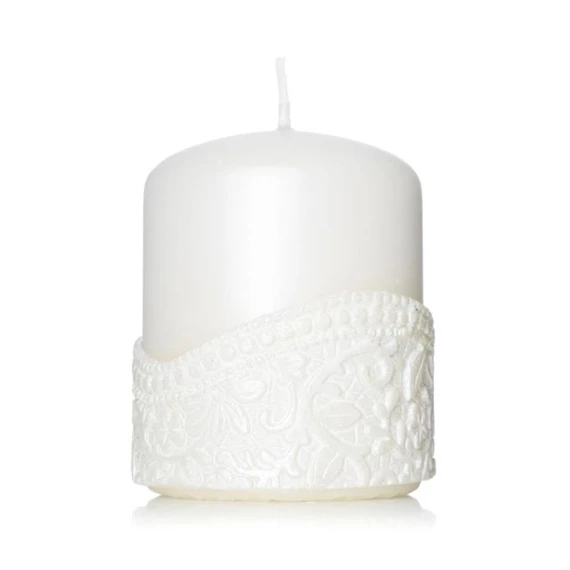 Gyertya henger, 3D virágmintával 7x9x7 cm