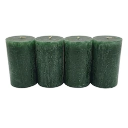 Paraffin pillar candle 6x9x6 cm green (set of 4)