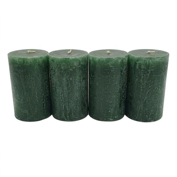 Paraffin pillar candle 6x9x6 cm green (set of 4)