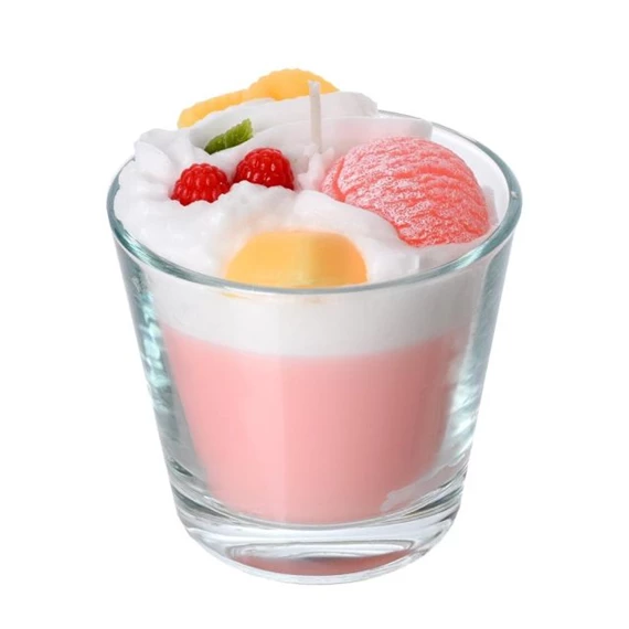 Gyertya málnás pohárkrém formájú 9x9 cm