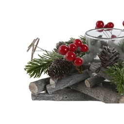 Gyertyatartó dekorációval 20x20x8 cm