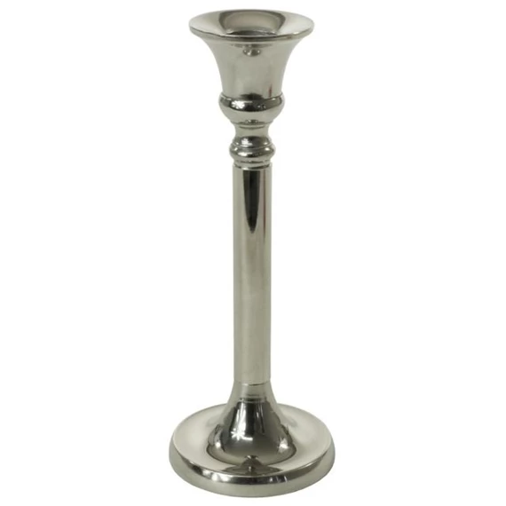 Gyertyatartó fém 7,5x19x7,5cm ezüst