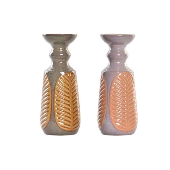 Gyertyatartó levél mintás 11x11x28 cm 2 féle