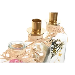 Gyertyatartó szárazvirág 8x8x19 cm 3 féle