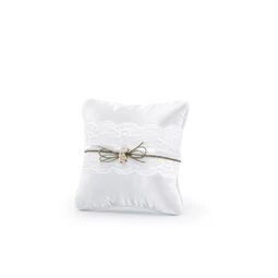 Gyűrűpárna csipkés textil 16x16cm fehér