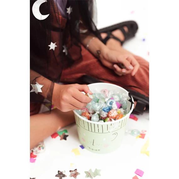 Halloween édességtartó vödrök 13,5 cm vegyes S/2