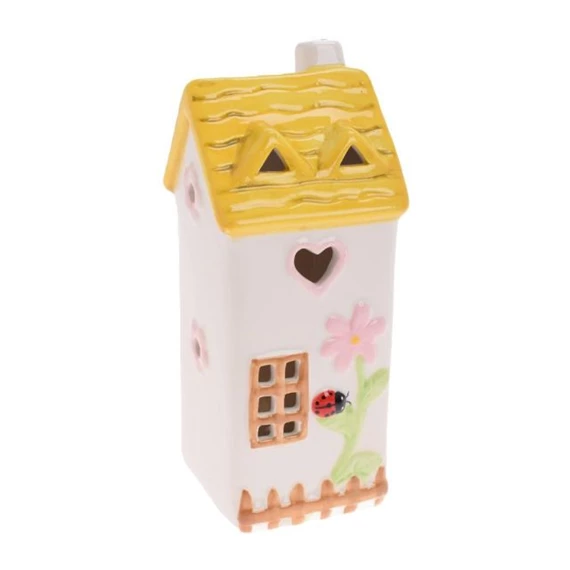 Ház virággal LED-es 7,4x7,1x17,5 cm